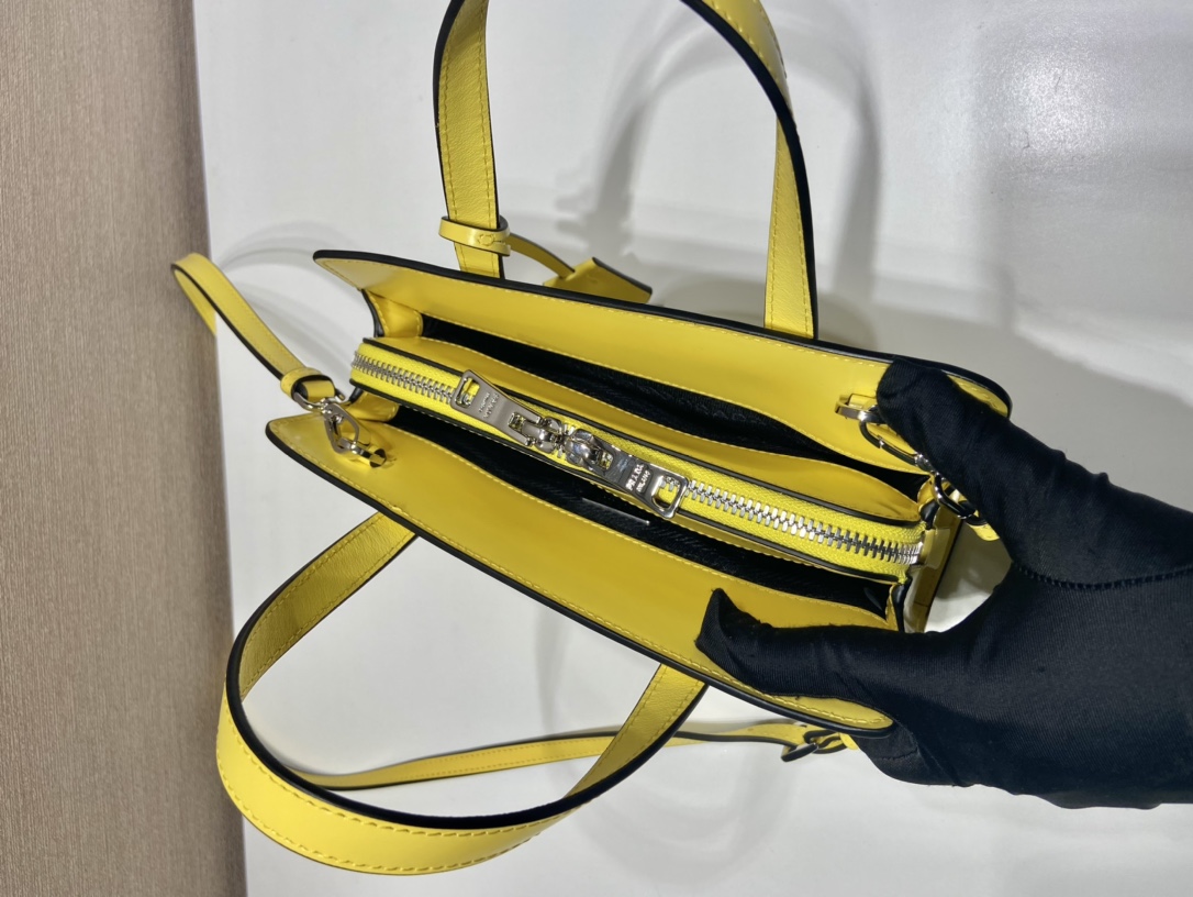 Prada Mini Re Edition 1995 Brushed Leather Handbag Bag Lemon Yellow 1BA357